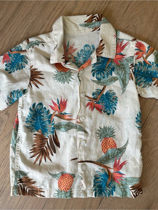 wonder nation Other - Wonder Nation Cream Tropical Pineapple Button-Front Shirt 4